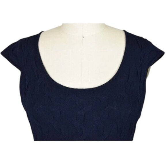 MILLY NAVY CABLE KNIT CHAIN SWEATER DRESS - Picture 2 of 7